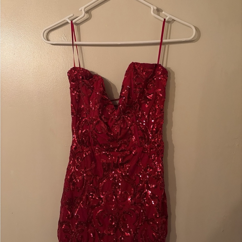 Elegant Red Sequin Dress